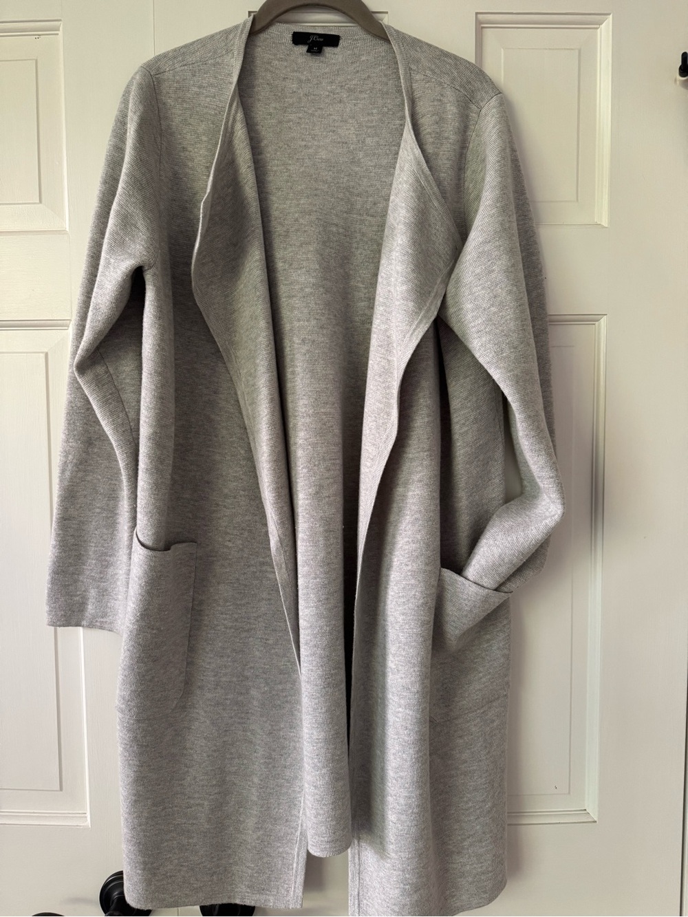 J. Crew Light Gray Open Drape Cardigan with Pockets